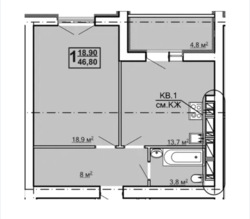 ЖК Рогатинский 1к 47м2 центр средний этаж, фото 7 ЖК Рогатинский 1к 47м2 центр средний этаж, фото 7