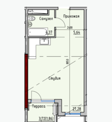 Квартира студія з терасою в Приморському районі в зданому домі фото 5 Квартира студія з терасою в Приморському районі в зданому домі фото 5