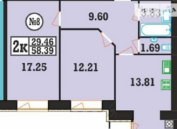 ������ 2� �������� 58.39 ��. �, ������ ������� ������ � ������ ������ � ������������� ���� 1