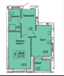 1 кімнатна квартира в Житомирі , ЖК Домашній 2 фото 1 1 кімнатна квартира в Житомирі , ЖК Домашній 2 фото 1