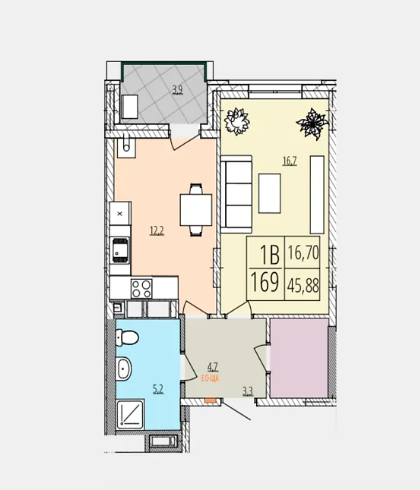 Продаж 1к квартири 46 кв. м на вул. Рибацька фото 1 Продаж 1к квартири 46 кв. м на вул. Рибацька фото 1