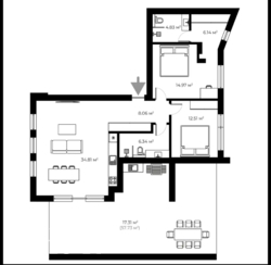 Елітна 2-кімнатна квартира у сучасному житловому комплексі. фото 3 Елітна 2-кімнатна квартира у сучасному житловому комплексі. фото 3