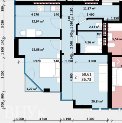 Елітна квартира площею 68 м² на 7 поверсі сучасного житлового комплексу. фото 2 Елітна квартира площею 68 м² на 7 поверсі сучасного житлового комплексу. фото 2