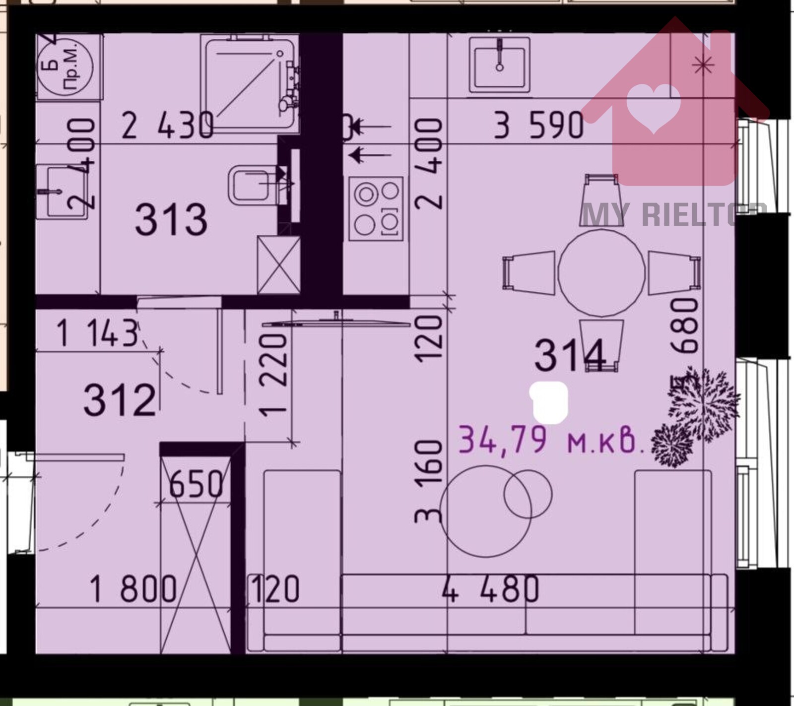 Продаж квартири - студії фото 1 Продаж квартири - студії фото 1