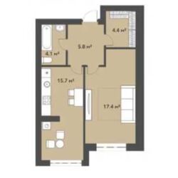 ��������� �����, 43 �2, ���� 2-��� �����, 7� ������. ���� 14