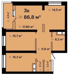 86800$ 3-х Комн квартира, Альтаир-3, Таирова фото 8 86800$ 3-х Комн квартира, Альтаир-3, Таирова фото 8