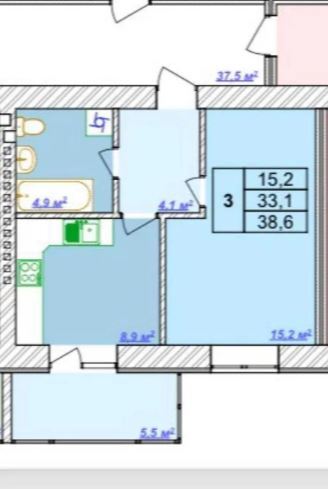 Продаж 1-но кімнатної квартири в районі Слов'янка. Новобудова. фото 1 Продаж 1-но кімнатної квартири в районі Слов'янка. Новобудова. фото 1