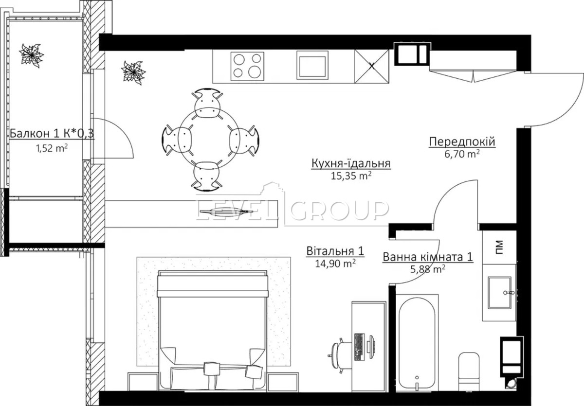 Продається 1-кімнатна квартира 45 м² фото 1 Продається 1-кімнатна квартира 45 м² фото 1