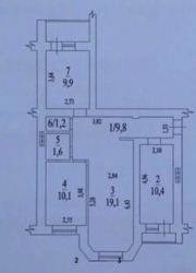3-��������� �������� 64.5 �2, ��������� ���, ������ �� ����� ������, 8-�������� ���� Rehau ���� 4