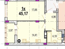 Продаж 1к квартири 45.17 кв. м на вул. Івана Богуна, 27В фото 1 Продаж 1к квартири 45.17 кв. м на вул. Івана Богуна, 27В фото 1