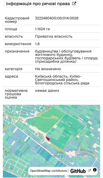 Пропонується до продажу земельна ділянка загальною площею 1,1624 га фото 1 Пропонується до продажу земельна ділянка загальною площею 1,1624 га фото 1